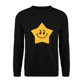 star_smiley_c2 - Unisex Pullover - Schwarz - Vorne - Alina (178cm) & Michal (187cm)