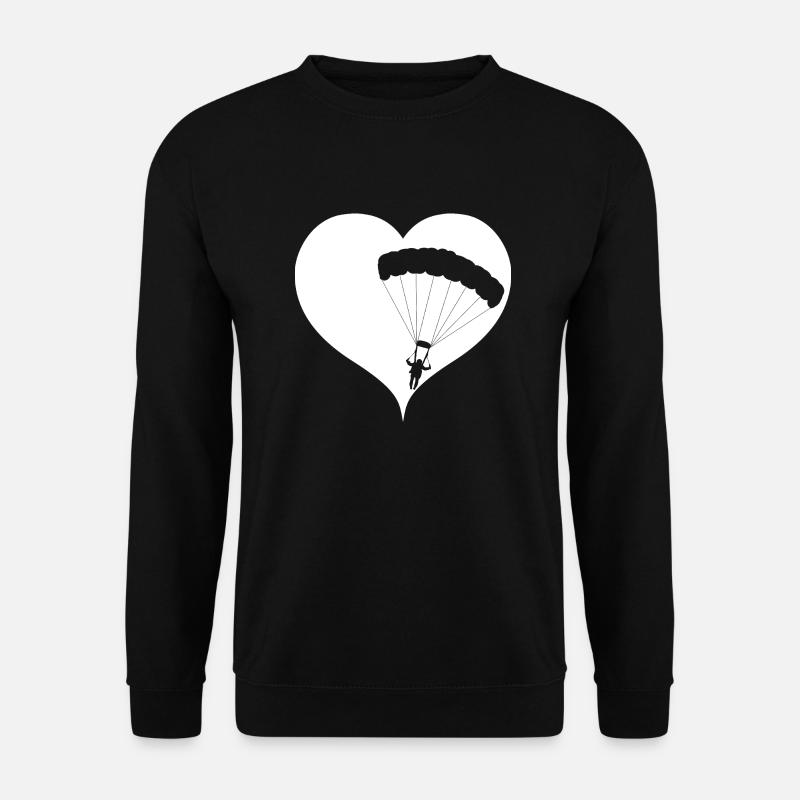 Herz Fallschirm Skydive - Unisex Pullover - Schwarz