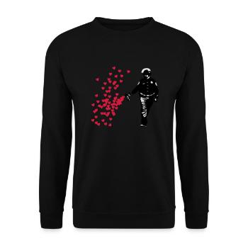 Police Pochoir - Street Art Pepper Spray Cop - Sweat-shirt Unisexe - noir - Devant - Alina (178cm) & Michal (187cm)