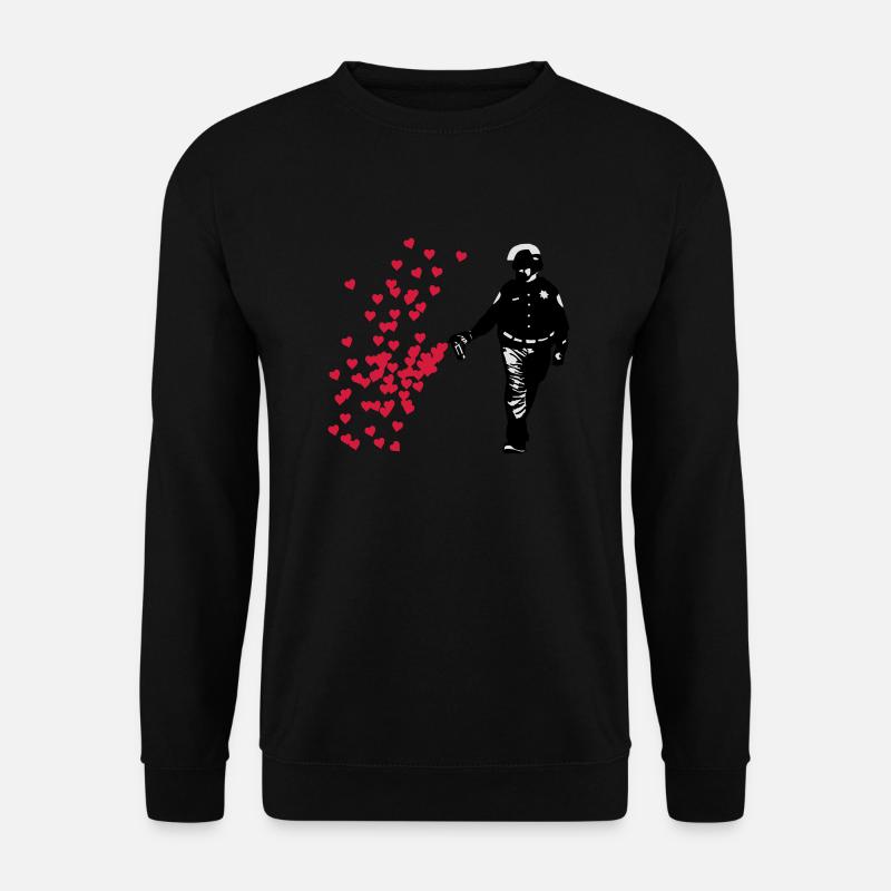 Stencil Polizei - Streetart Pepper Spray Cop Herz - Unisex Pullover - Schwarz