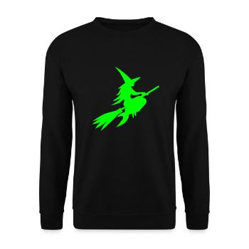 Hexe neon grün gruselig - Unisex Pullover - Schwarz - Vorne - Alina (178cm) & Michal (187cm)