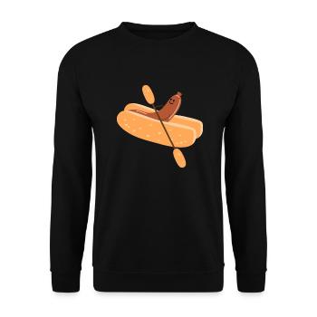 Bockwurst im Paddelboot - Unisex Pullover - Schwarz - Vorne - Alina (178cm) & Michal (187cm)