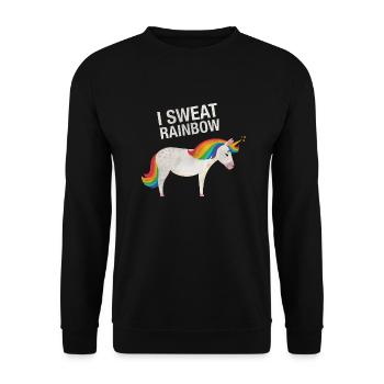 I Sweat Rainbow | Cool Unicorn Retro Vintage Style - Unisex Pullover - Schwarz - Vorne - Alina (178cm) & Michal (187cm)
