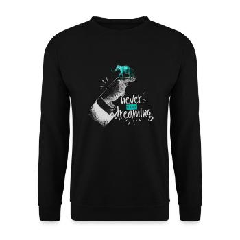 Motivation Mindset Positiv Freiheit Traum - Unisex Pullover - Schwarz - Vorne - Alina (178cm) & Michal (187cm)