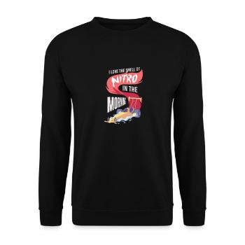 DRAG RACING Love the smell of Nitro in the morning - Unisex Pullover - Schwarz - Vorne - Alina (178cm) & Michal (187cm)