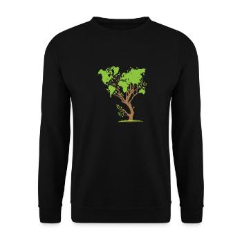 Welt-Karte Baum Klimaschutz Umwelt-schutz Erde - Unisex Pullover - Schwarz - Vorne - Alina (178cm) & Michal (187cm)