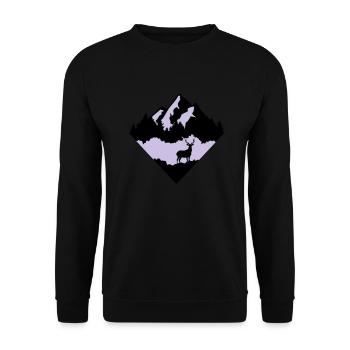 Deer, Forrest and Mountains - Unisex Sweatshirt - black - Front - Alina (178cm) & Michal (187cm)
