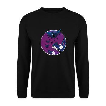 GIGGJOTT animierte Fledermäuse - Unisex Pullover - Schwarz - Vorne - Alina (178cm) & Michal (187cm)