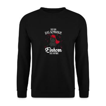 Das schwarze Einhorn der Familie - Metal Rock - Unisex Pullover - Schwarz - Vorne - Alina (178cm) & Michal (187cm)