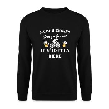 Ich liebe 2 Dinge Radfahren und Bier T-Shirt - Unisex Pullover - Schwarz - Vorne - Alina (178cm) & Michal (187cm)