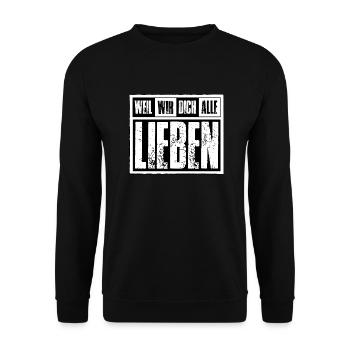 Frankfurt - Weil wir dich alle Lieben - Unisex Pullover - Schwarz - Vorne - Alina (178cm) & Michal (187cm)