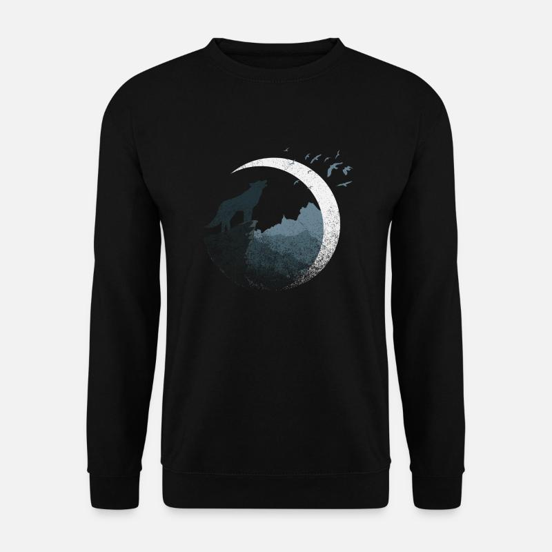 Der Wolf im Vollmond - Unisex Pullover - Schwarz