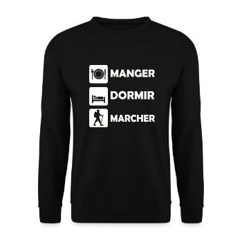 Tshirt de Randonnée Manger Dormir Marcher - Sweat-shirt Unisexe - noir - Devant - Alina (178cm) & Michal (187cm)