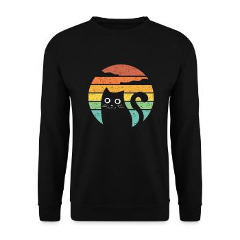 Sonnenuntergang mit niedlichem Tier - Unisex Pullover - Schwarz - Vorne - Alina (178cm) & Michal (187cm)