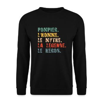 pompier l'homme le mythe la légende le héros - Sweat-shirt Unisexe - noir - Devant - Alina (178cm) & Michal (187cm)
