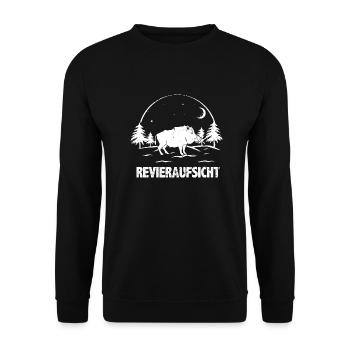 Jäger Jagd Geschenkidee Revieraufsicht Wildschwein - Unisex Pullover - Schwarz - Vorne - Alina (178cm) & Michal (187cm)