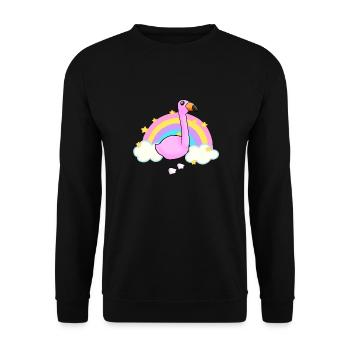 Flamingo and a rainbow cartoon - Unisex Sweatshirt - black - Front - Alina (178cm) & Michal (187cm)