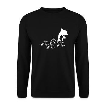 Dolphin dolphins - Unisex Sweatshirt - black - Front - Alina (178cm) & Michal (187cm)