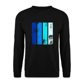 Retro Streifen Blau - Unisex Pullover - Schwarz - Vorne - Alina (178cm) & Michal (187cm)
