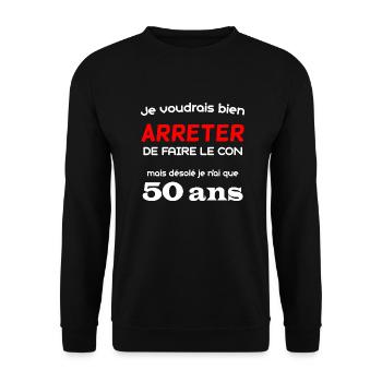 T-shirt anniversaire 50 ans - Sweat-shirt Unisexe - noir - Devant - Alina (178cm) & Michal (187cm)