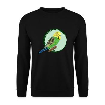 Perruche jaune / Yellow Budgie II - Sweat-shirt Unisexe - noir - Devant - Alina (178cm) & Michal (187cm)