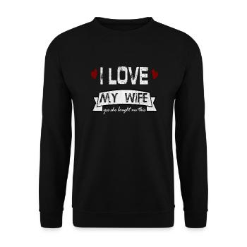 I Love (Heart) My Awesome Wife - Unisex Pullover - Schwarz - Vorne - Alina (178cm) & Michal (187cm)