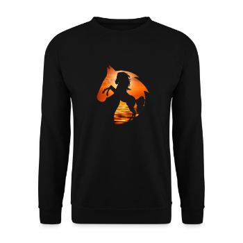schwarzes Tierpferd - Unisex Pullover - Schwarz - Vorne - Alina (178cm) & Michal (187cm)