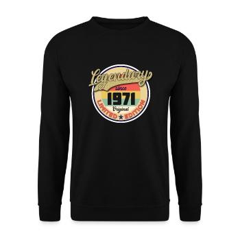 Légendaire depuis 1971 année de naissance 1971 - Sweat-shirt Unisexe - noir - Devant - Alina (178cm) & Michal (187cm)