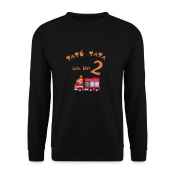 Geburtstagsshirt 2 Jahre Junge Feuerwehr Auto Moti - Unisex Pullover - Schwarz - Vorne - Alina (178cm) & Michal (187cm)
