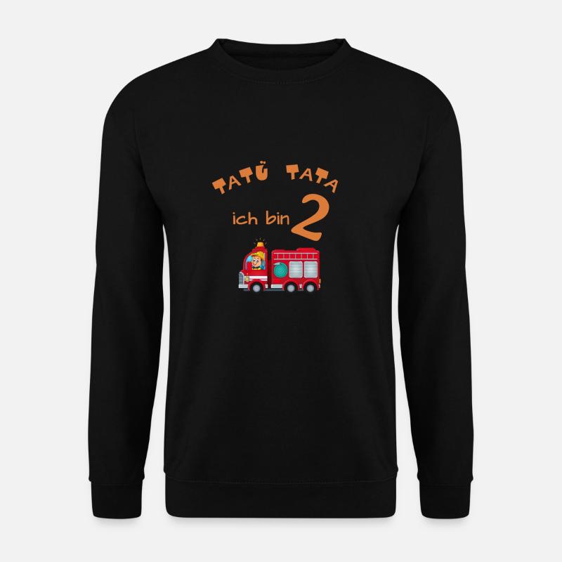 Geburtstagsshirt 2 Jahre Junge Feuerwehr Auto Moti - Unisex Pullover - Schwarz