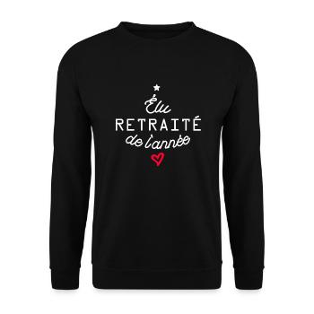Élu retraité de l'année / humour retraite - Sweat-shirt Unisexe - noir - Devant - Alina (178cm) & Michal (187cm)