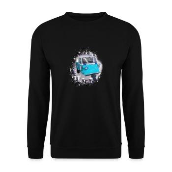 tricycle, rickshaw, graffiti, painting, blue, car,ape - Unisex Sweatshirt - black - Front - Alina (178cm) & Michal (187cm)