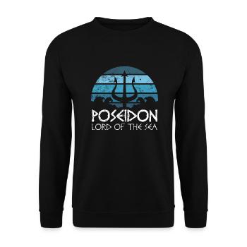 Poseidon Trident T Shirt Dieux Grecs Seigneur - Sweat-shirt Unisexe - noir - Devant - Alina (178cm) & Michal (187cm)