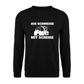 ich schmeisse mit scheisse - Unisex Pullover - Schwarz - Vorne - Alina (178cm) & Michal (187cm)
