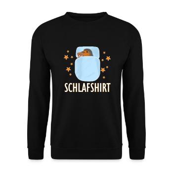 Rotkehlchen kuschelt mit Teddy Schlafshirt Vogel - Unisex Pullover - Schwarz - Vorne - Alina (178cm) & Michal (187cm)