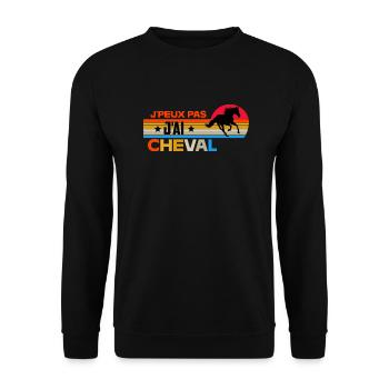 Je peux pas j'ai cheval rétro - Sweat-shirt Unisexe - noir - Devant - Alina (178cm) & Michal (187cm)