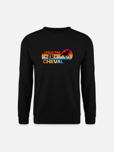 Je peux pas j'ai cheval rétro - Sweat-shirt Unisexe - noir
