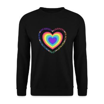 Diversity Kindness Peace Equality Love Inclusion - Unisex Pullover - Schwarz - Vorne - Alina (178cm) & Michal (187cm)