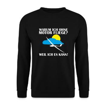 Ohne Motor! Pilot Segelflieger lustig Segelfliegen - Unisex Pullover - Schwarz - Vorne - Alina (178cm) & Michal (187cm)