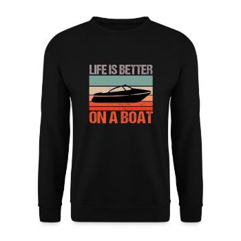 Boat Boat Captain boating gift T-shirt - Unisex Sweatshirt - black - Front - Alina (178cm) & Michal (187cm)