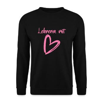 Lehrerin mit Herz Abschied Schulklasse Ruhestand - Unisex Pullover - Schwarz - Vorne - Alina (178cm) & Michal (187cm)