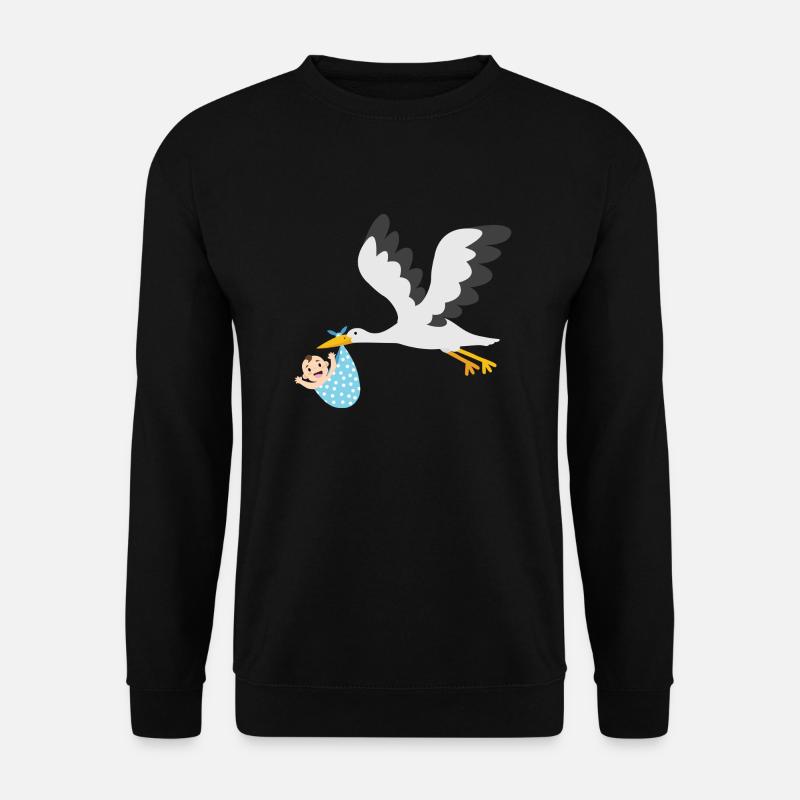 Storch mit Baby - Unisex Pullover - Schwarz