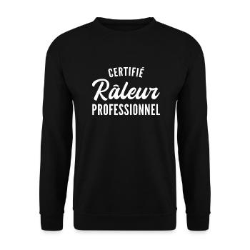 certifié râleur professionnel / humour râleur - Sweat-shirt Unisexe - noir - Devant - Alina (178cm) & Michal (187cm)