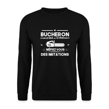 bûcheron Le Seul Le Vrai cadeau bucheron - Sweat-shirt Unisexe - noir - Devant - Alina (178cm) & Michal (187cm)