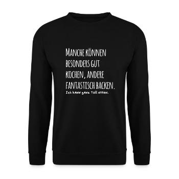 Manche können kochen ich kann essen Spruch - Unisex Pullover - Schwarz - Vorne - Alina (178cm) & Michal (187cm)