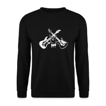 Gitarre Geschenk Rock Musik Konzert Band - Unisex Pullover - Schwarz - Vorne - Alina (178cm) & Michal (187cm)