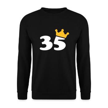 35 Krone 35 Geburtstag 35 Jahre - Unisex Pullover - Schwarz - Vorne - Alina (178cm) & Michal (187cm)
