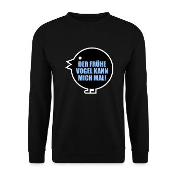 Der frühe Vogel kann mich mal - Unisex Pullover - Schwarz - Vorne - Alina (178cm) & Michal (187cm)