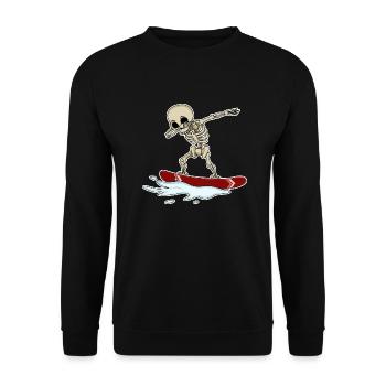 dabbing skeleton on snowboard skelett totenkopf - Unisex Pullover - Schwarz - Vorne - Alina (178cm) & Michal (187cm)