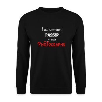 laisse-moi passer je suis photographe - Sweat-shirt Unisexe - noir - Devant - Alina (178cm) & Michal (187cm)